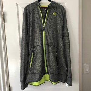 Adidas Men's Full-Zip Hoodie Gray with Neon